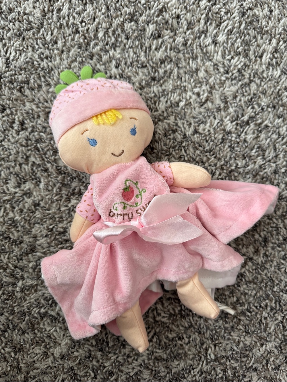 Gund Pink Strawberry Baby Comforter Doll